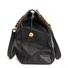 1996 Chanel Black Caviar Leather Vintage Jumbo XL Supermodel Tote