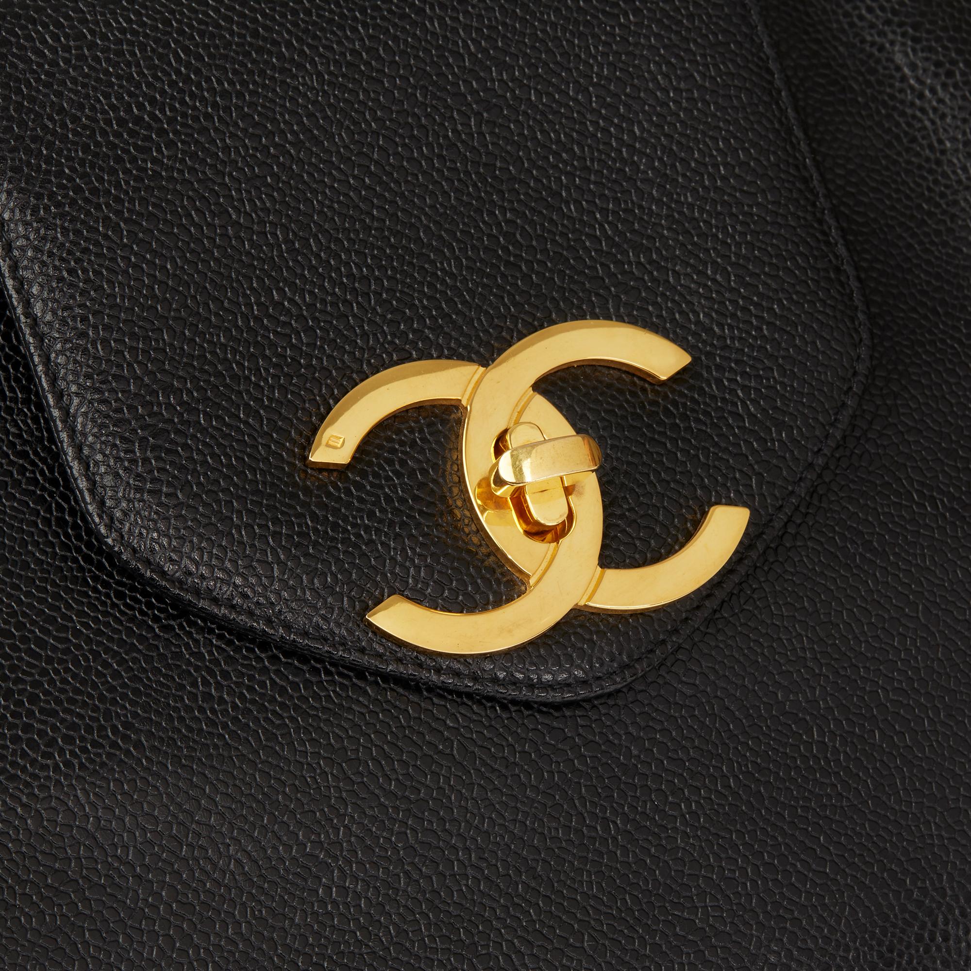 1996 Chanel Black Caviar Leather Vintage Jumbo XL Supermodel Tote 2