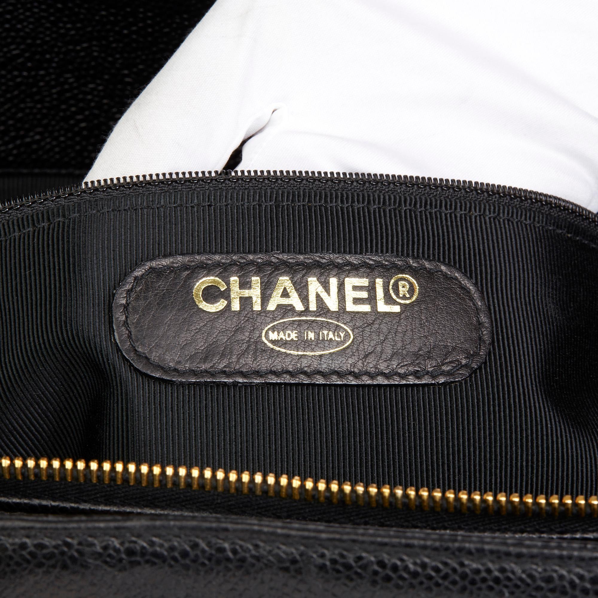 1996 Chanel Black Caviar Leather Vintage Jumbo XL Supermodel Tote  4