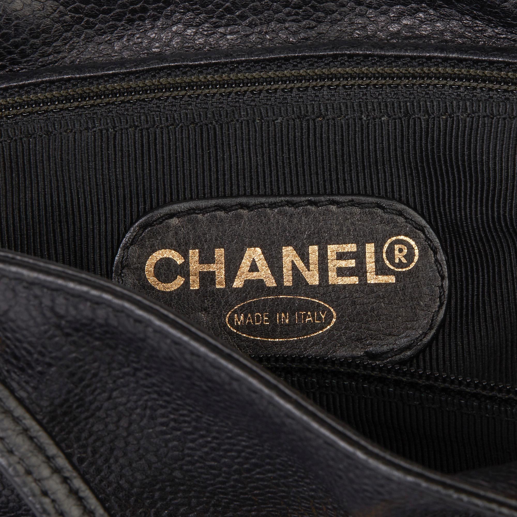 1996 Chanel Black Caviar Leather Vintage Logo Trim Classic Backpack 4
