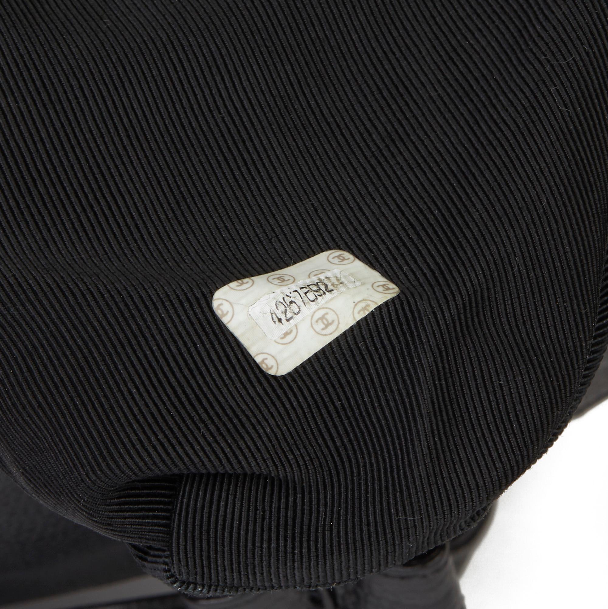 1996 Chanel Black Caviar Leather Vintage Logo Trim Classic Backpack 5