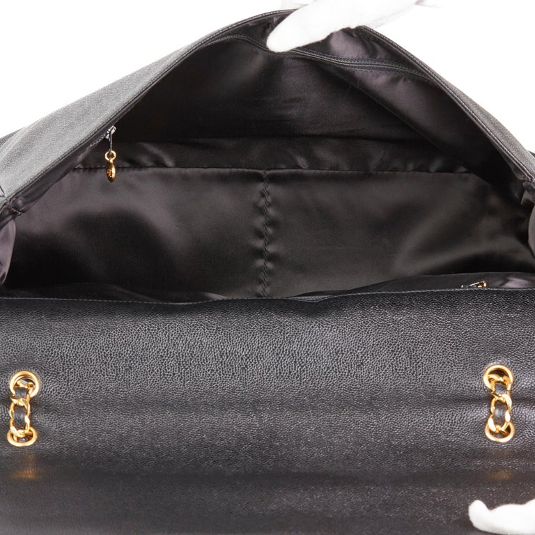 1996 Chanel Black Caviar Leather Vintage Maxi Jumbo XXL Flap Bag at 1stDibs