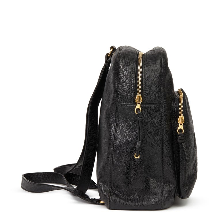 1996 Chanel Black Caviar Leather Vintage Timeless Backpack ...