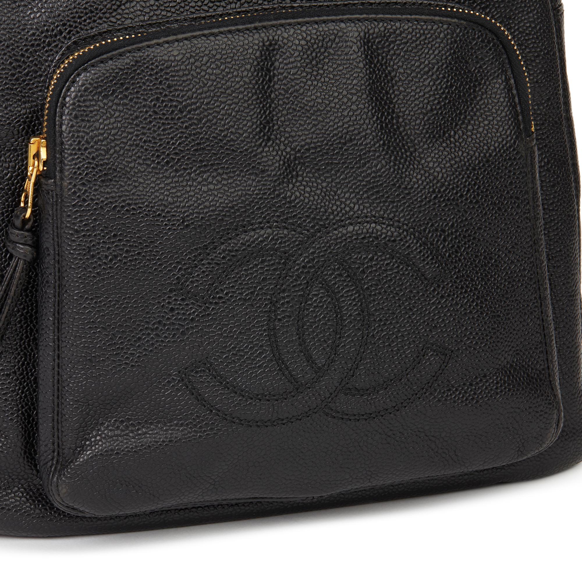 1996 Chanel Black Caviar Leather Vintage Timeless Backpack 3