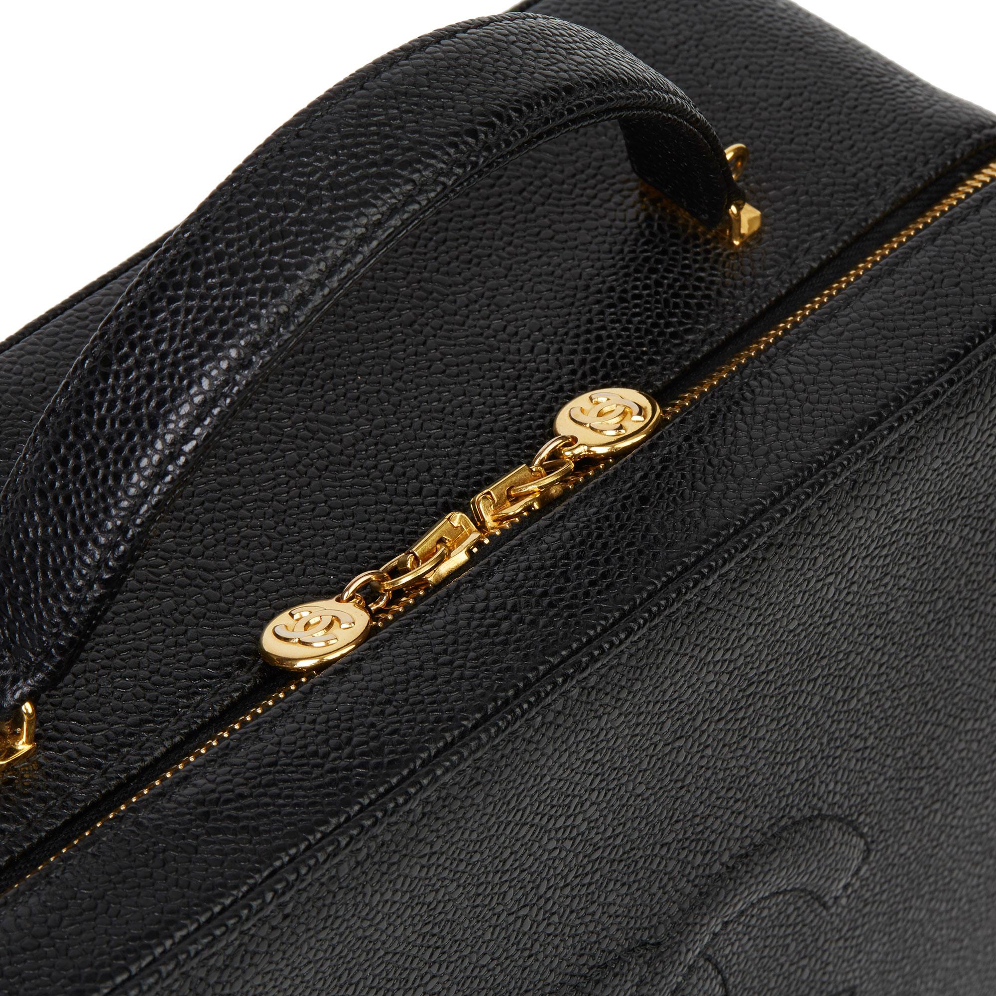 1996 Chanel Black Caviar Leather Vintage Timeless Vanity Case 4