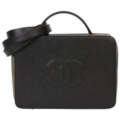 1996 Chanel Black Caviar Leather Vintage Timeless Vanity Case
