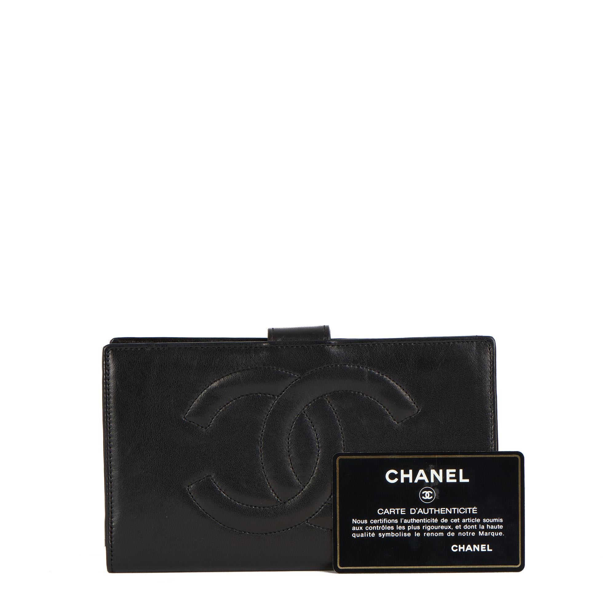 1996 Chanel Black Lambskin Vintage Timeless Long Wallet  7