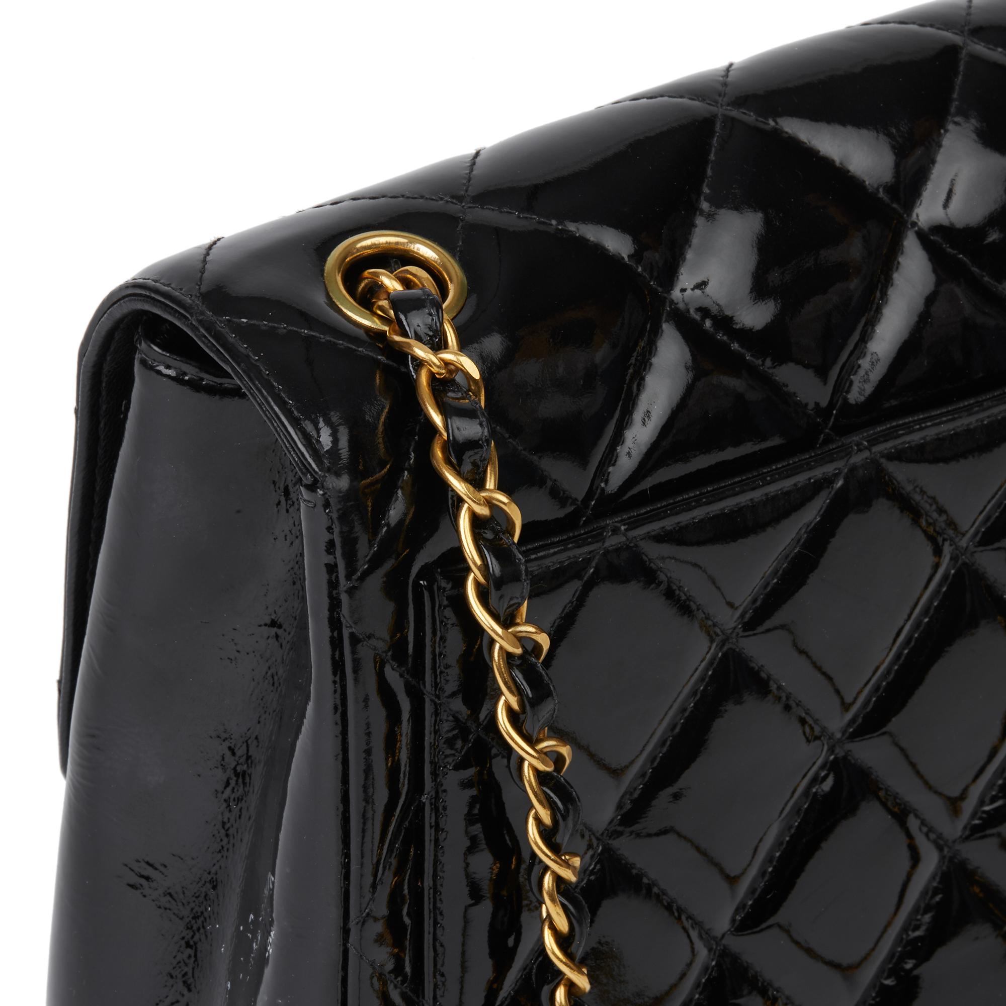 1996 Chanel Black Patent Leather Vintage Classic Single Flap Bag 1