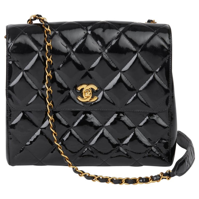 Chanel Patent Mini Square Classic Single Flap Bag - Black