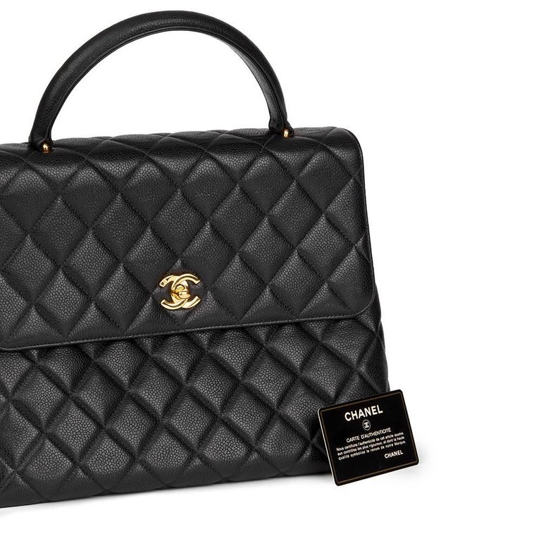 1996 Chanel Black Quilted Caviar Leather Vintage Classic Kelly Flap Bag at 1stDibs chanel