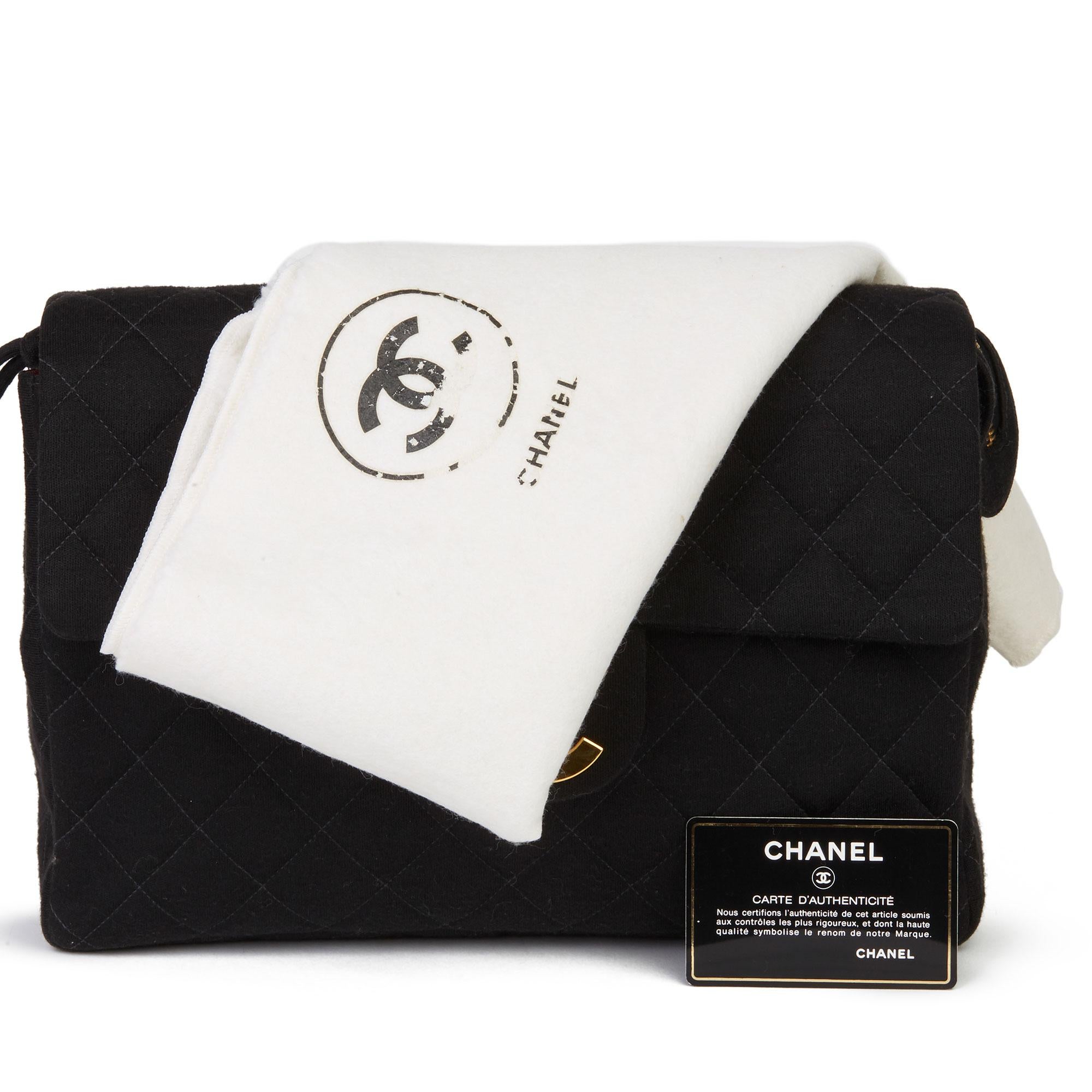 1996 Chanel Black Quilted Jersey Fabric Vintage Jumbo XL Backpack 6