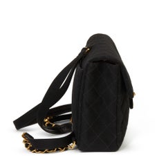 1996 Chanel Black Quilted Jersey Fabric Vintage Jumbo XL Backpack