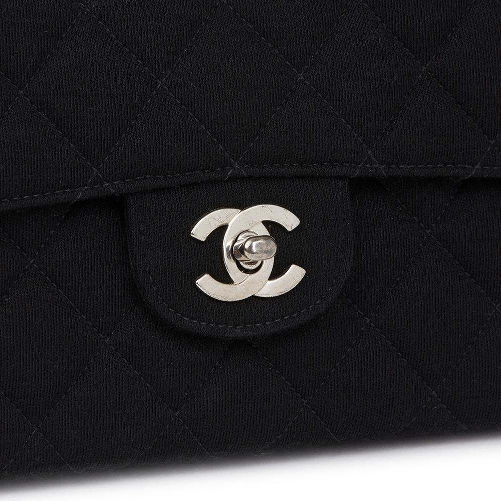 1996 Chanel Black Quilted Jersey Vintage Medium Double Sided Classic Flap Bag 1