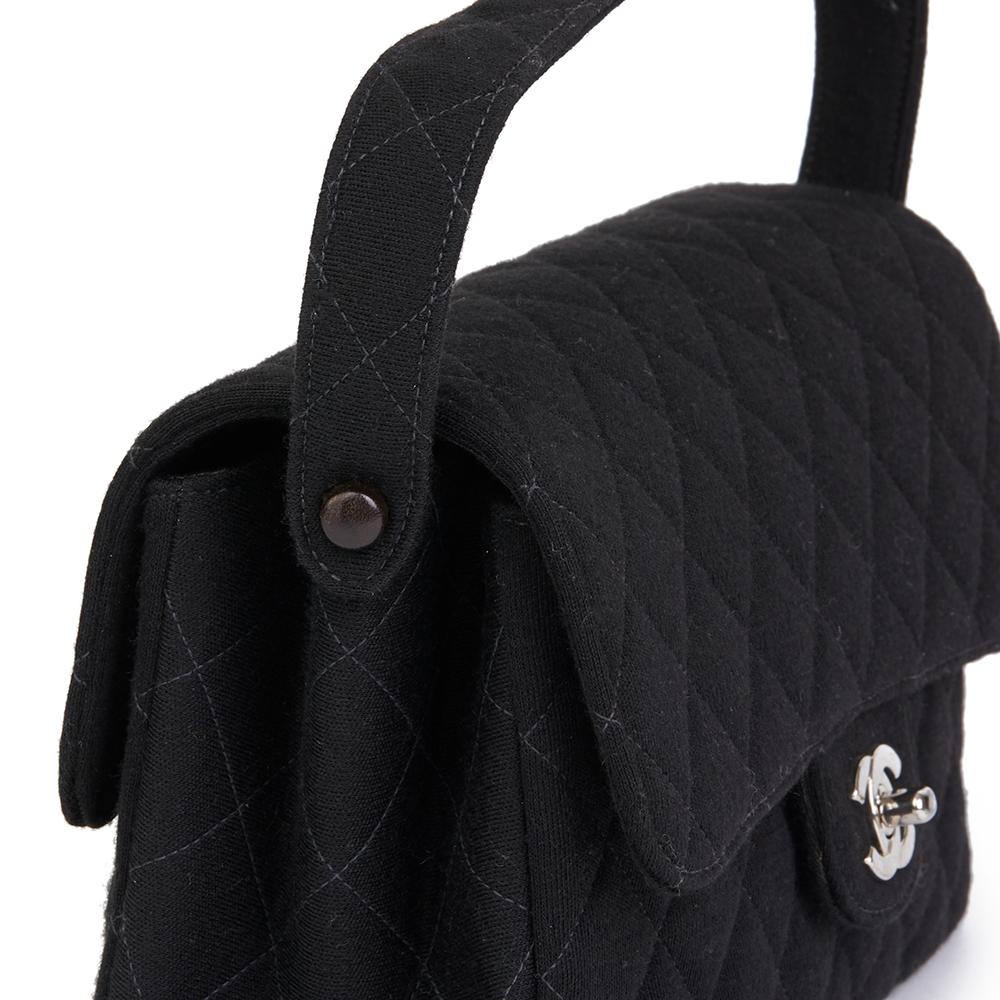 1996 Chanel Black Quilted Jersey Vintage Medium Double Sided Classic Flap Bag 2
