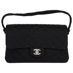 1996 Chanel Black Quilted Jersey Retro Medium Double Sided Classic Flap Bag
