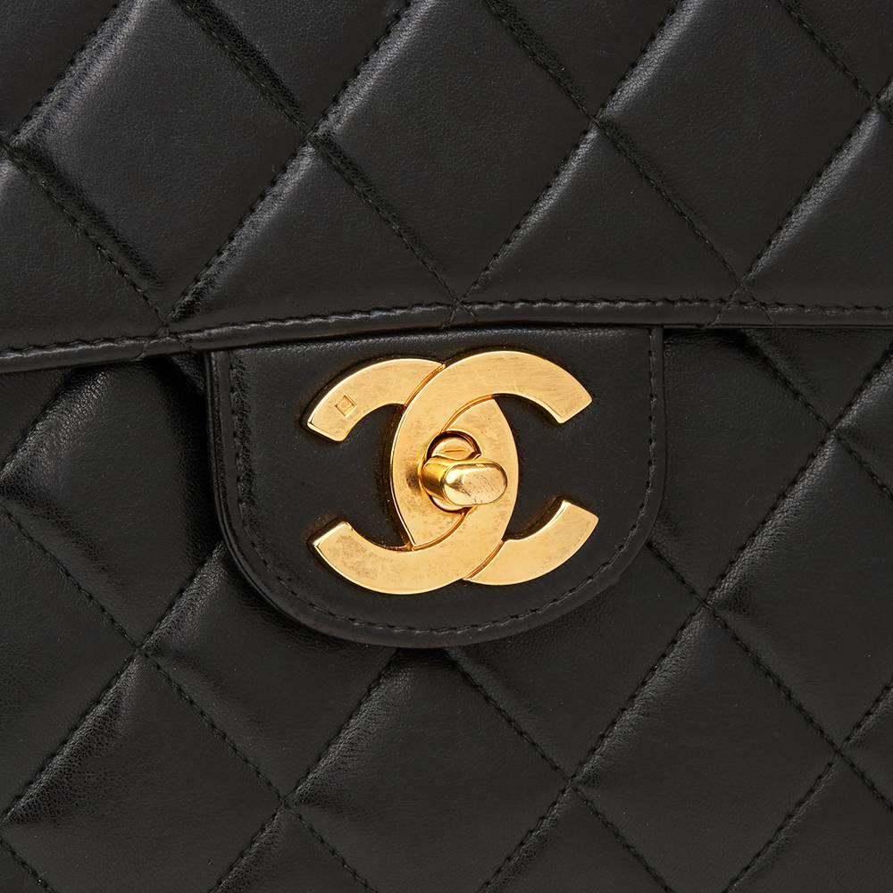 1996 Chanel Black Quilted Lambskin Vintage Jumbo Classic Single Flap Bag 1