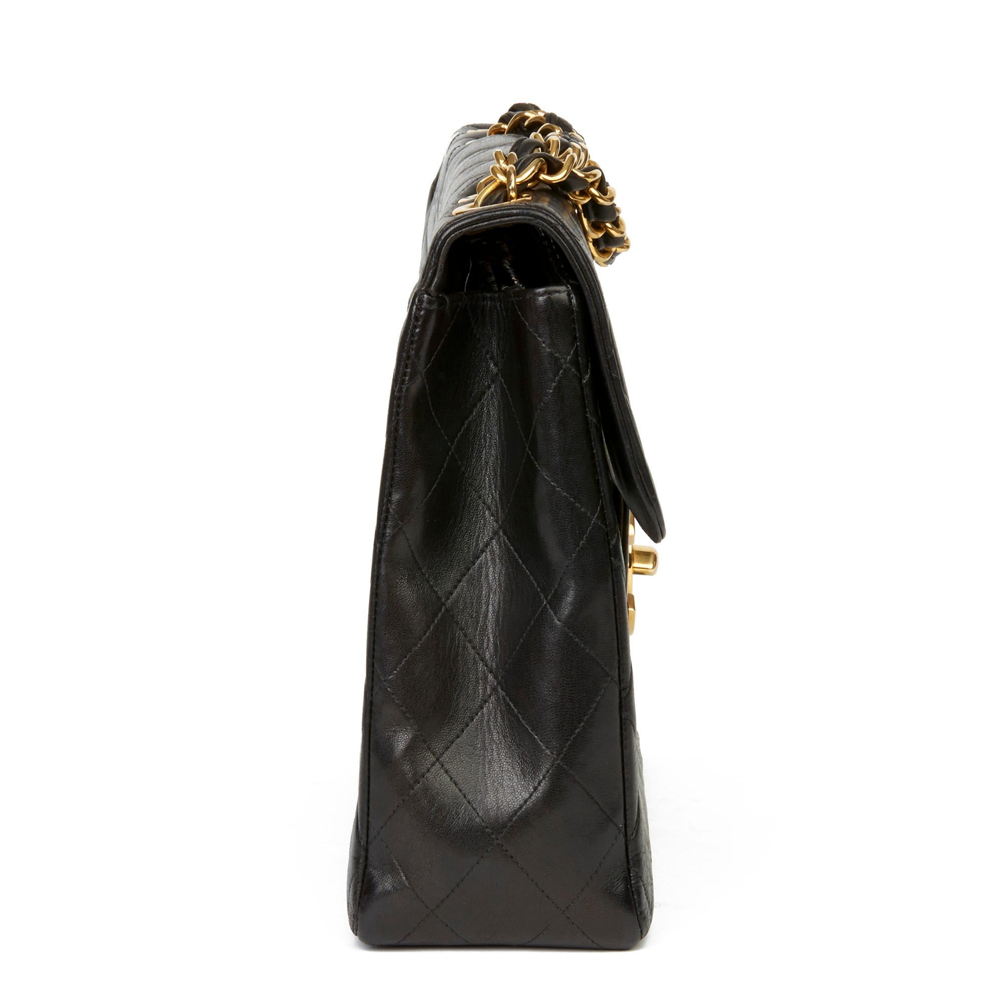 CHANEL
Black Quilted Lambskin Vintage Jumbo XL Flap Bag

Xupes Reference: HB3403
Serial Number: 4407170
Age (Circa): 1996
Authenticity Details: Serial Sticker (Made in France)
Gender: Ladies
Type: Shoulder

Colour: Black
Hardware: Gold (24k