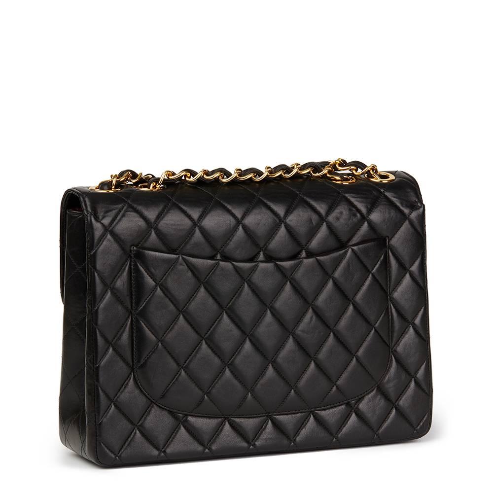 1996 Chanel Black Quilted Lambskin Vintage Jumbo XL Flap Bag In Excellent Condition In Bishop's Stortford, Hertfordshire