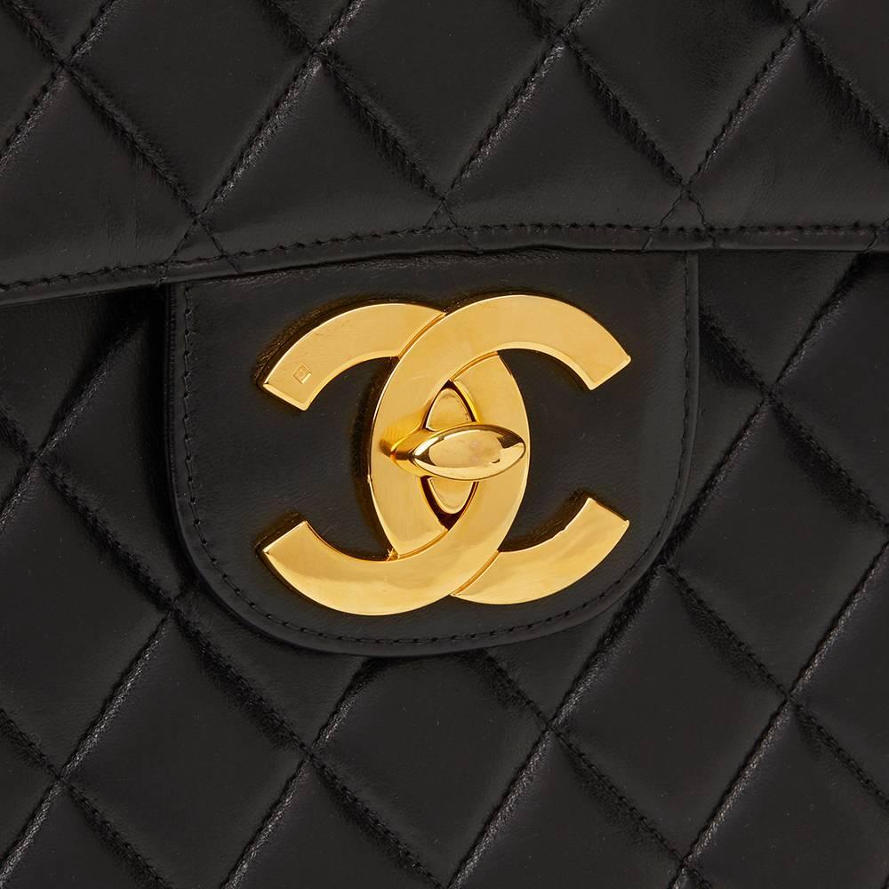 1996 Chanel Black Quilted Lambskin Vintage Jumbo XL Flap Bag 1