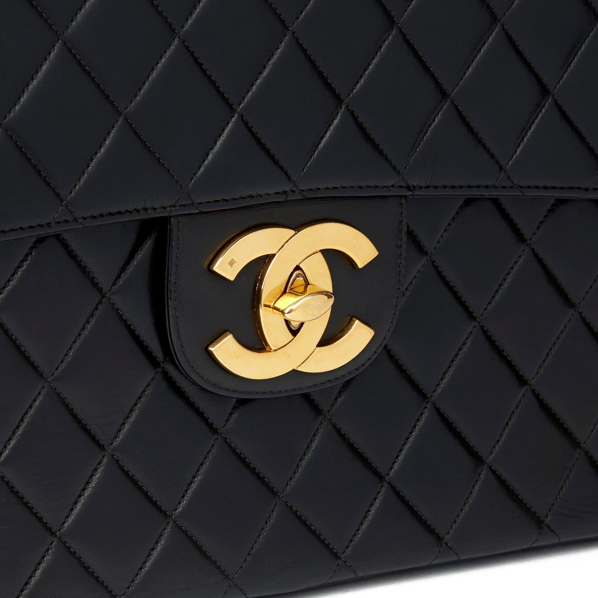 1996 Chanel Black Quilted Lambskin Vintage Jumbo XL Flap Bag 2