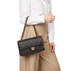 1996 Chanel Black Quilted Lambskin Vintage Medium Classic Double Flap Bag