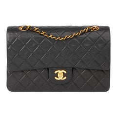 1996 Chanel Black Quilted Lambskin Vintage Medium Classic Double Flap Bag