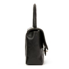 1996 Chanel Black Quilted Lambskin Vintage Medium Classic Kelly Flap Bag
