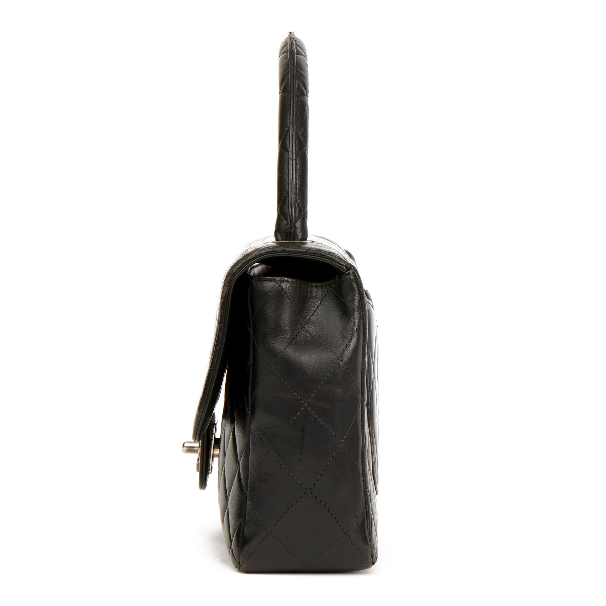 1996 Chanel Black Quilted Lambskin Vintage Medium Classic Kelly Flap Bag In Good Condition In Bishop's Stortford, Hertfordshire