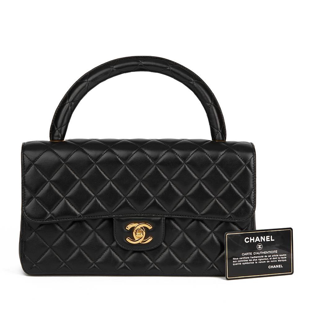 1996 Chanel Black Quilted Lambskin Vintage Medium Classic Kelly Flap Bag 2