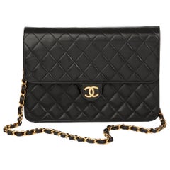 1996 Chanel Black Quilted Lambskin Vintage Medium Classic Single Flap Bag