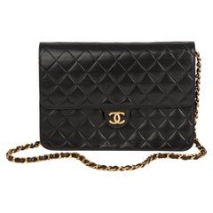 1996 Chanel  Black Quilted Lambskin Vintage Medium Classic Single Flap Bag