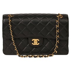 1996 Chanel Schwarz Gesteppte Lammfell Vintage Medium Double Sided Classic Flap Bag
