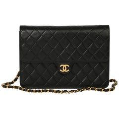 1996 Chanel Black Quilted Lambskin Vintage Medium Single Flap Bag 