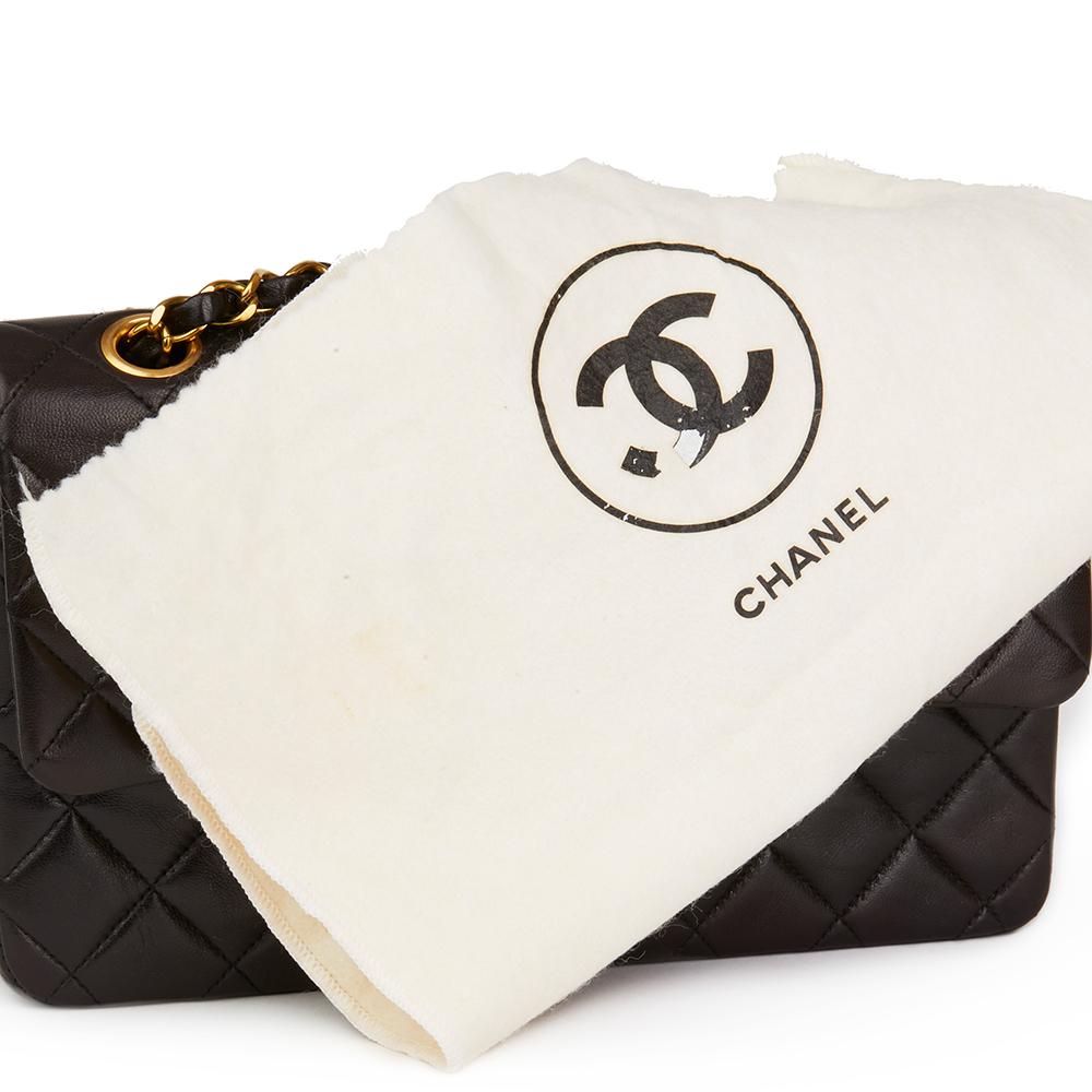 1996 Chanel Black Quilted Lambskin Vintage Small Classic Double Flap Bag 6