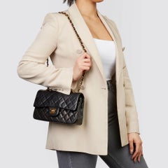1996 Chanel Black Quilted Lambskin Vintage Small Classic Double Flap Bag