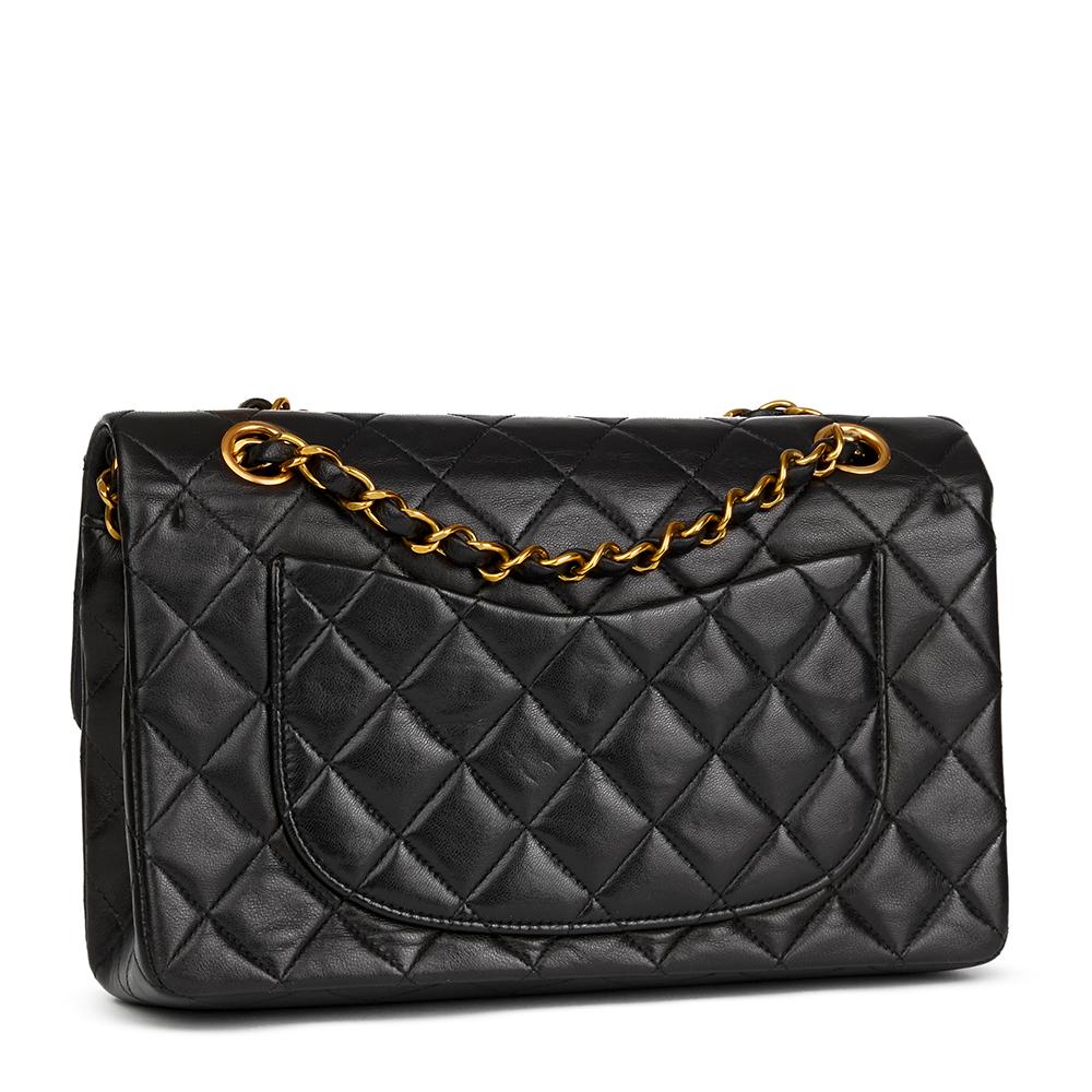 Women's 1996 Chanel Black Quilted Lambskin Vintage Small Classic Double Flap Bag