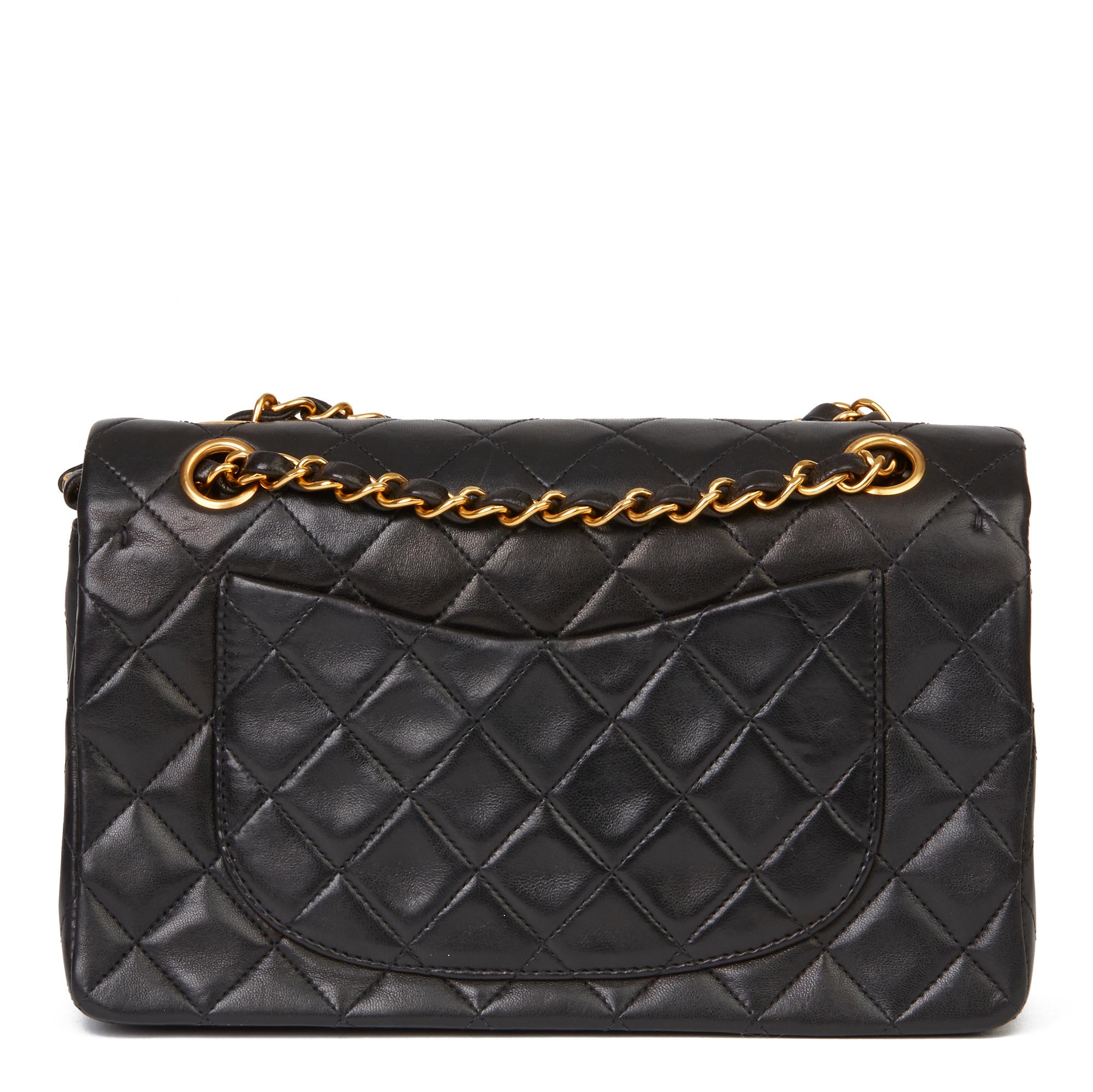 1996 Chanel Black Quilted Lambskin Vintage Small Classic Double Flap Bag  1