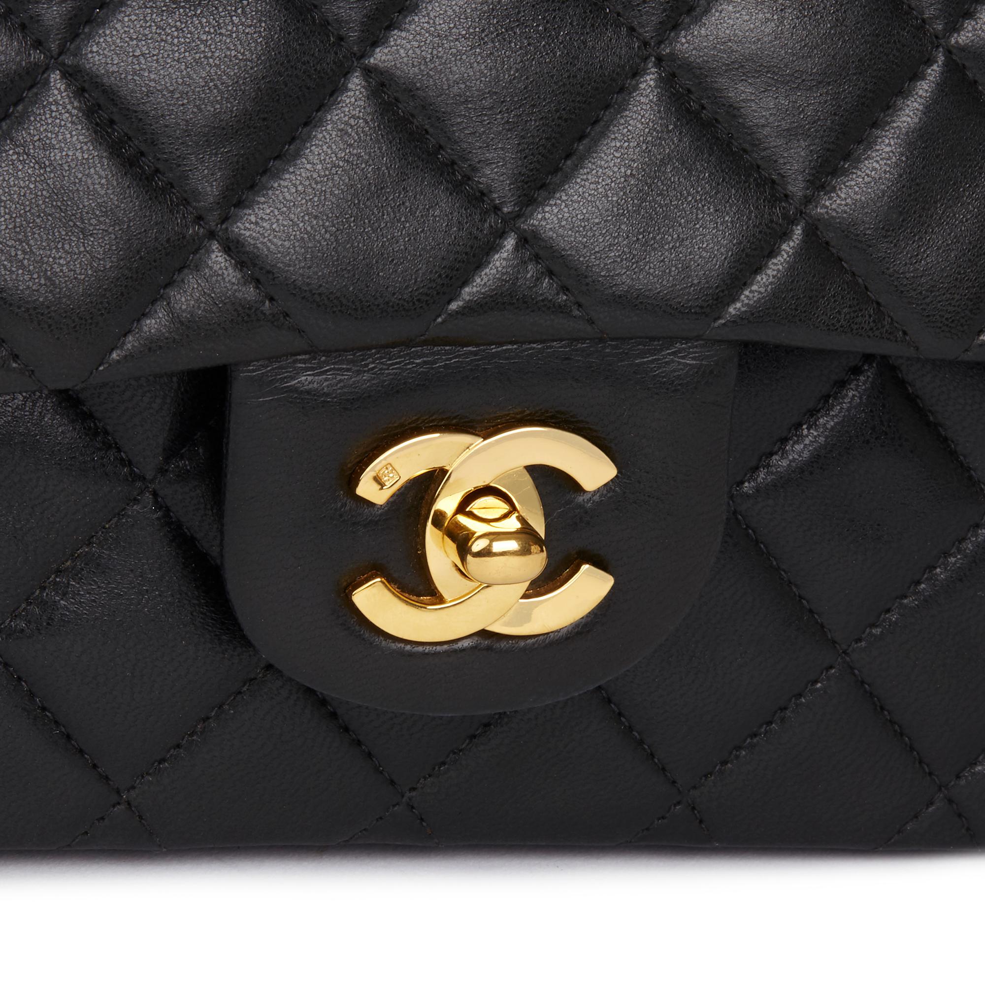 1996 Chanel Black Quilted Lambskin Vintage Small Classic Double Flap Bag 1