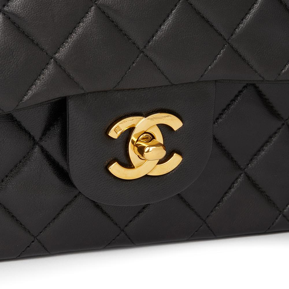 1996 Chanel Black Quilted Lambskin Vintage Small Classic Double Flap Bag 2