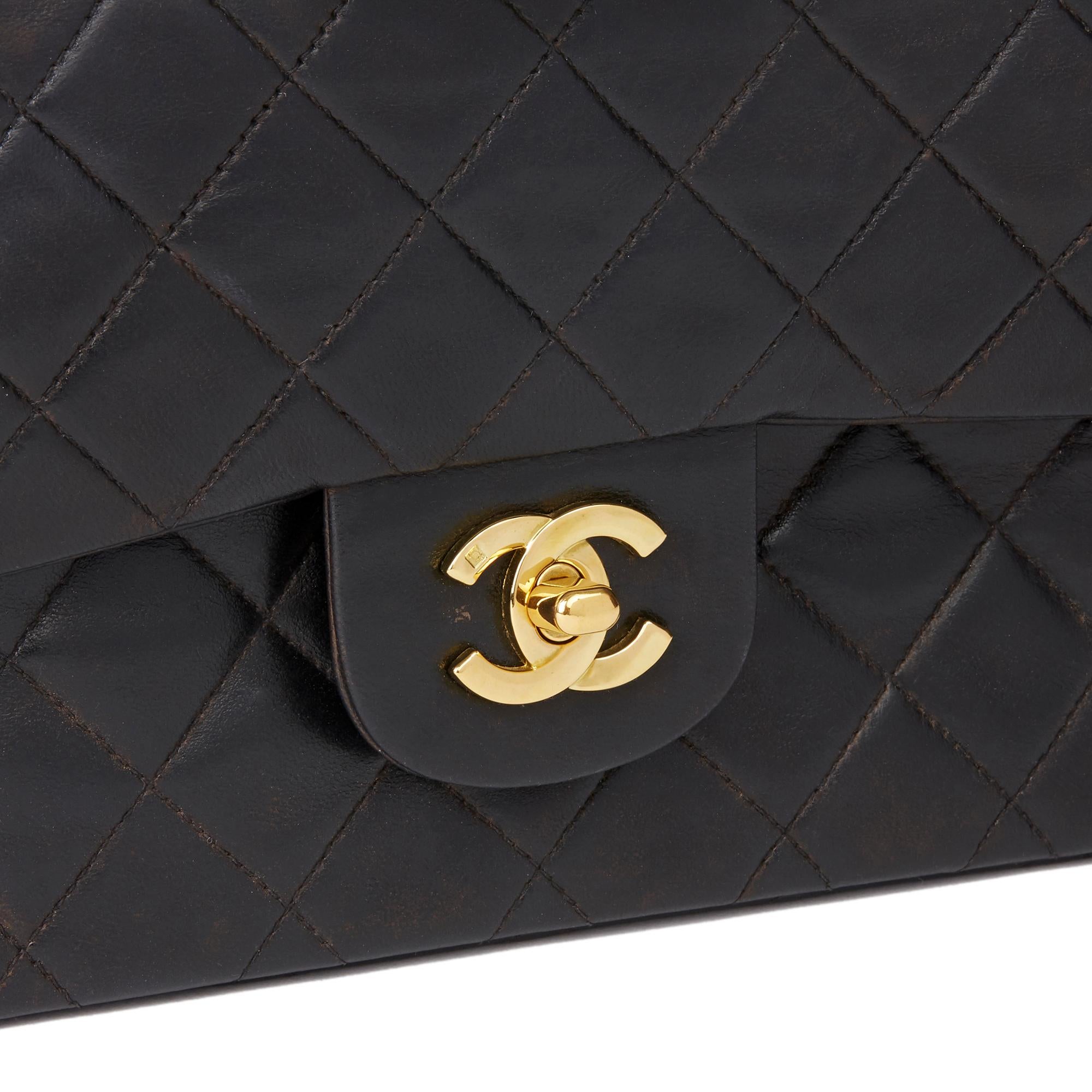 1996 Chanel Black Quilted Lambskin Vintage Small Classic Double Flap Bag  2
