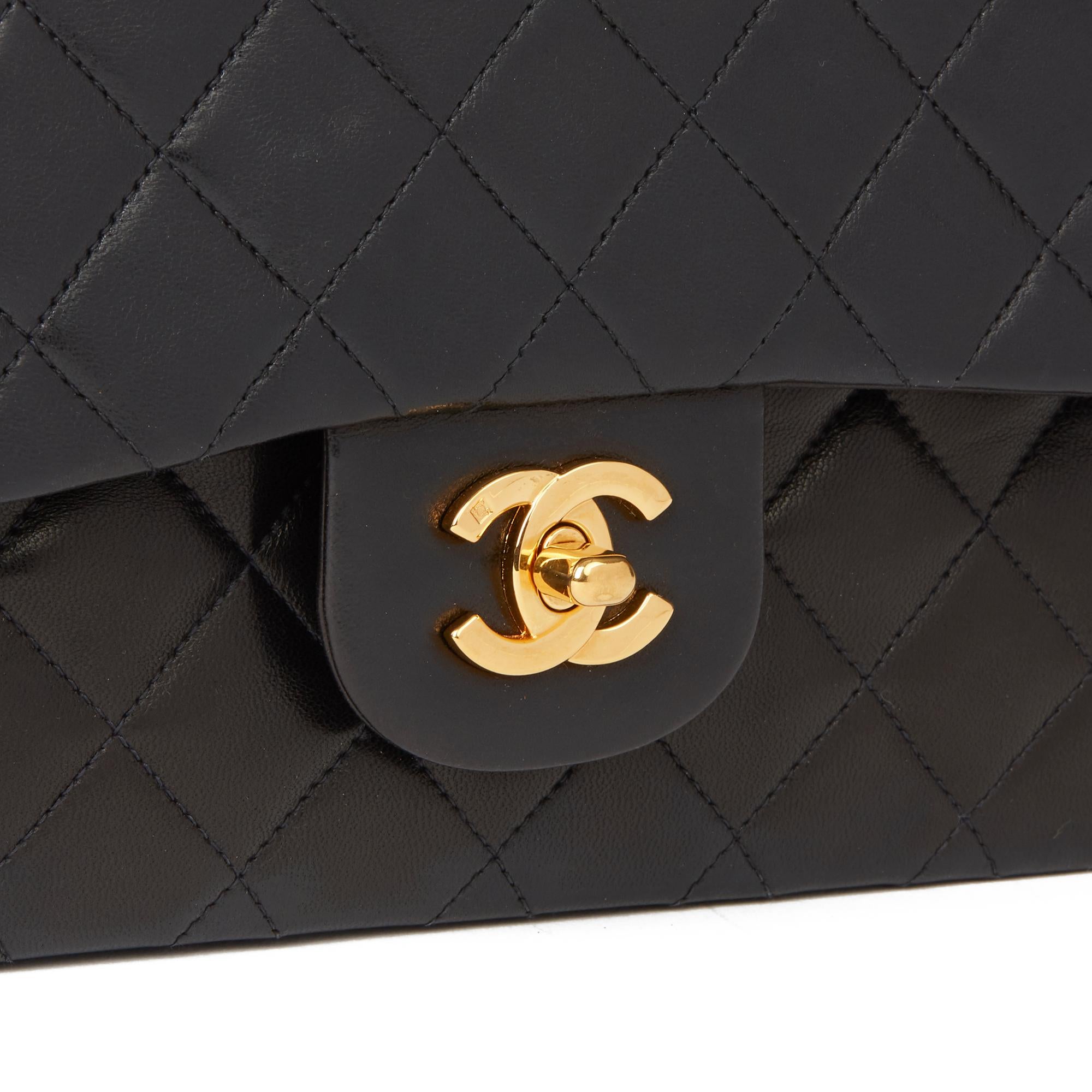 1996 Chanel Black Quilted Lambskin Vintage Small Classic Double Flap Bag  3