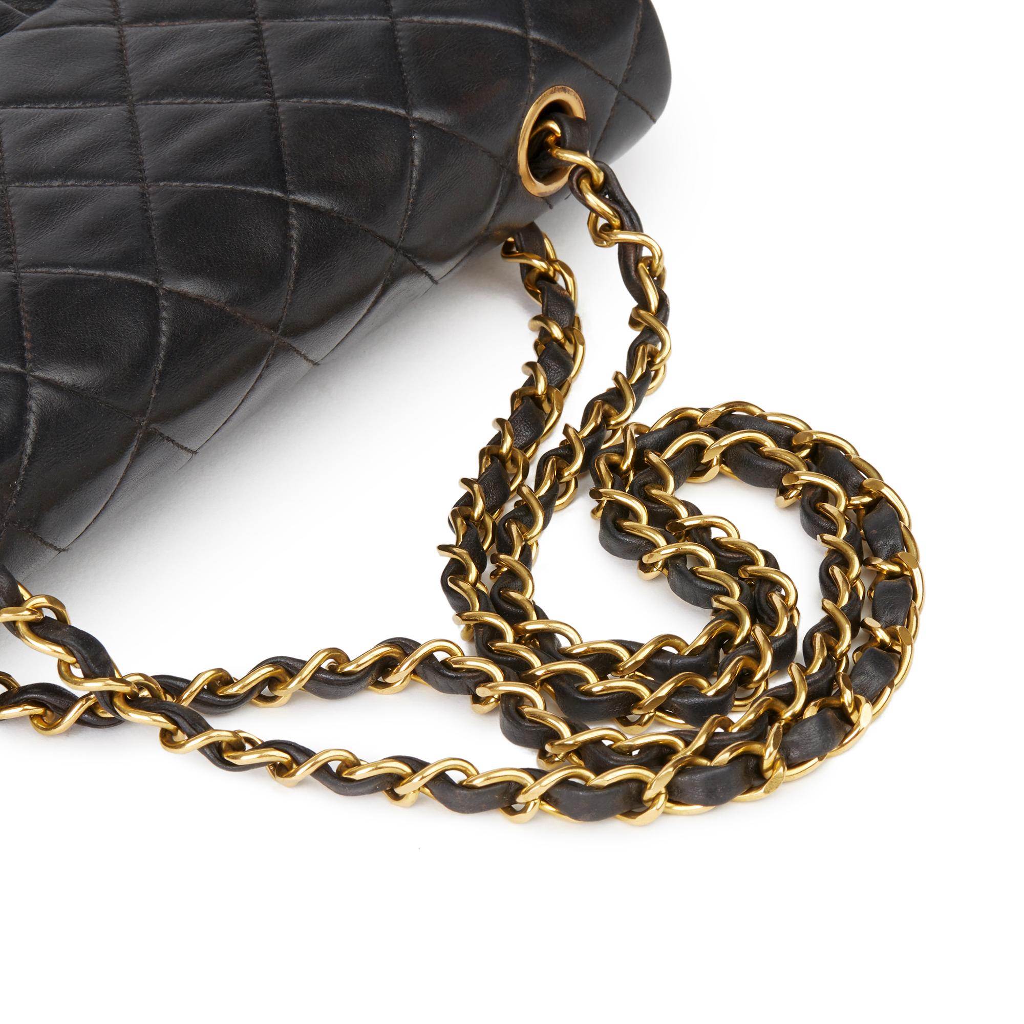 1996 Chanel Black Quilted Lambskin Vintage Small Classic Double Flap Bag  3