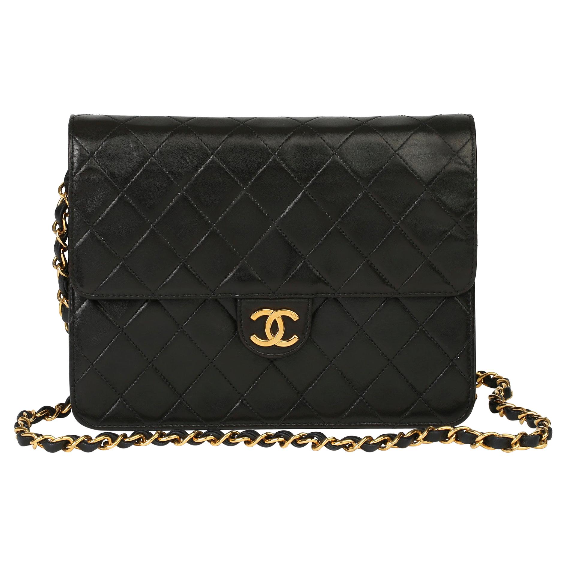 1996 Chanel Black Quilted Lambskin Vintage Small Classic Single Flap Bag
