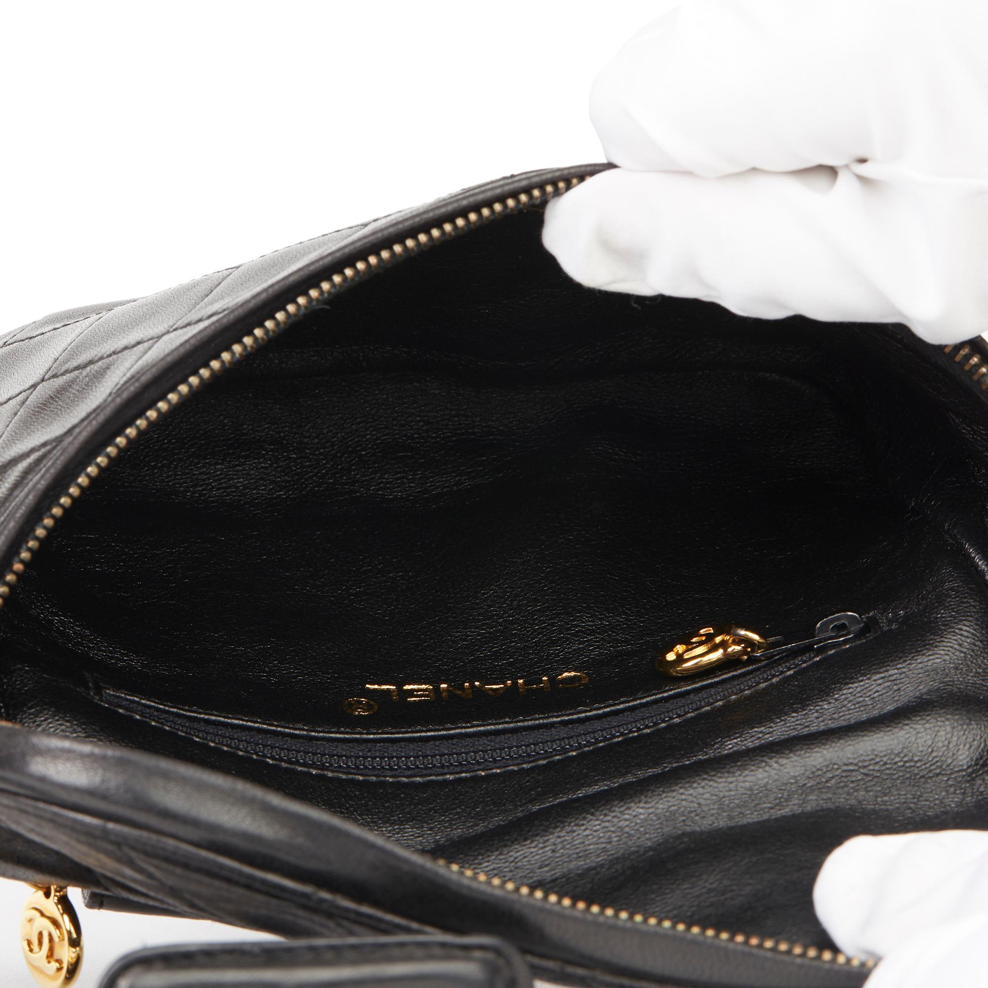 1996 Chanel Black Quilted Lambskin Vintage Timeless Belt Bag 6