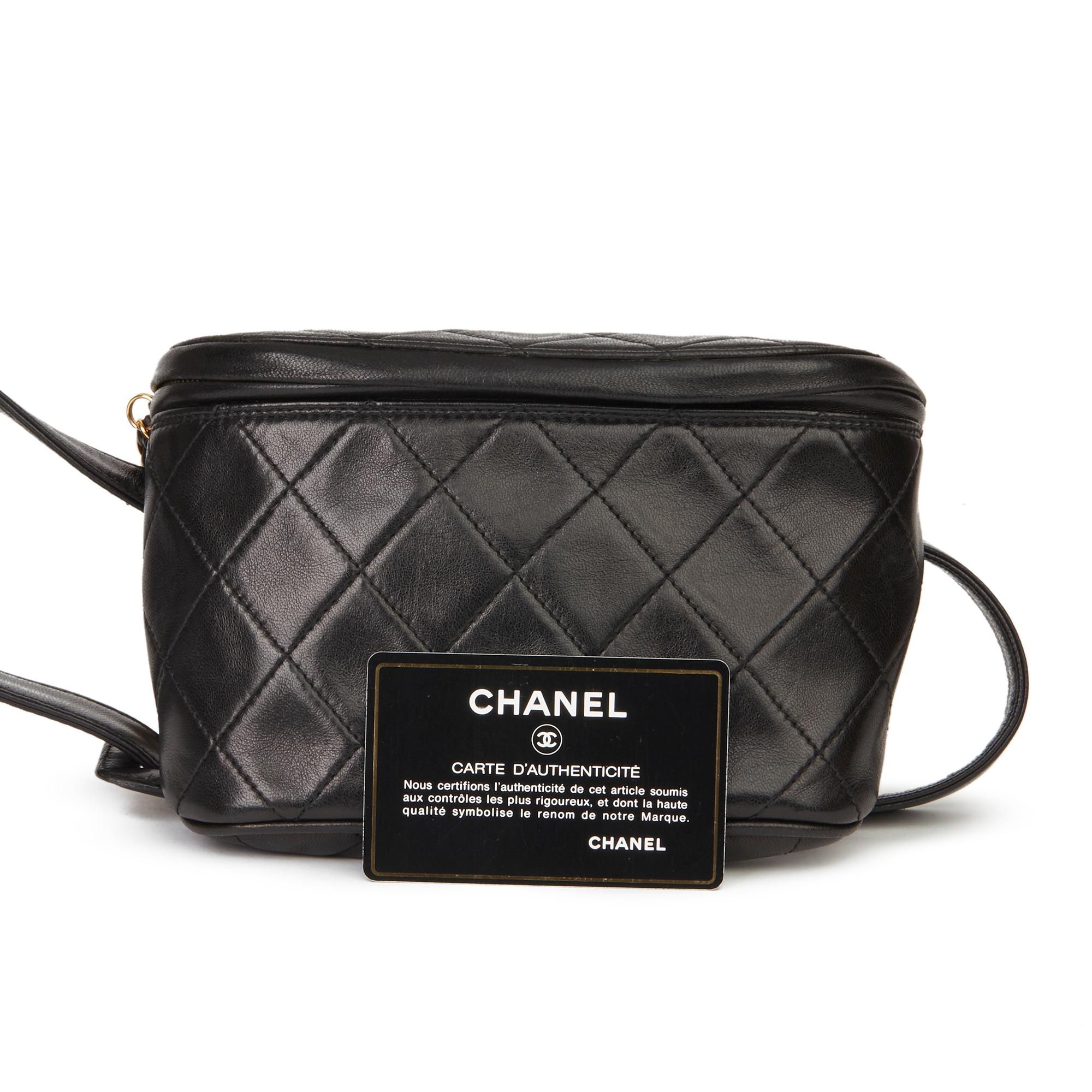 1996 Chanel Black Quilted Lambskin Vintage Timeless Belt Bag 7