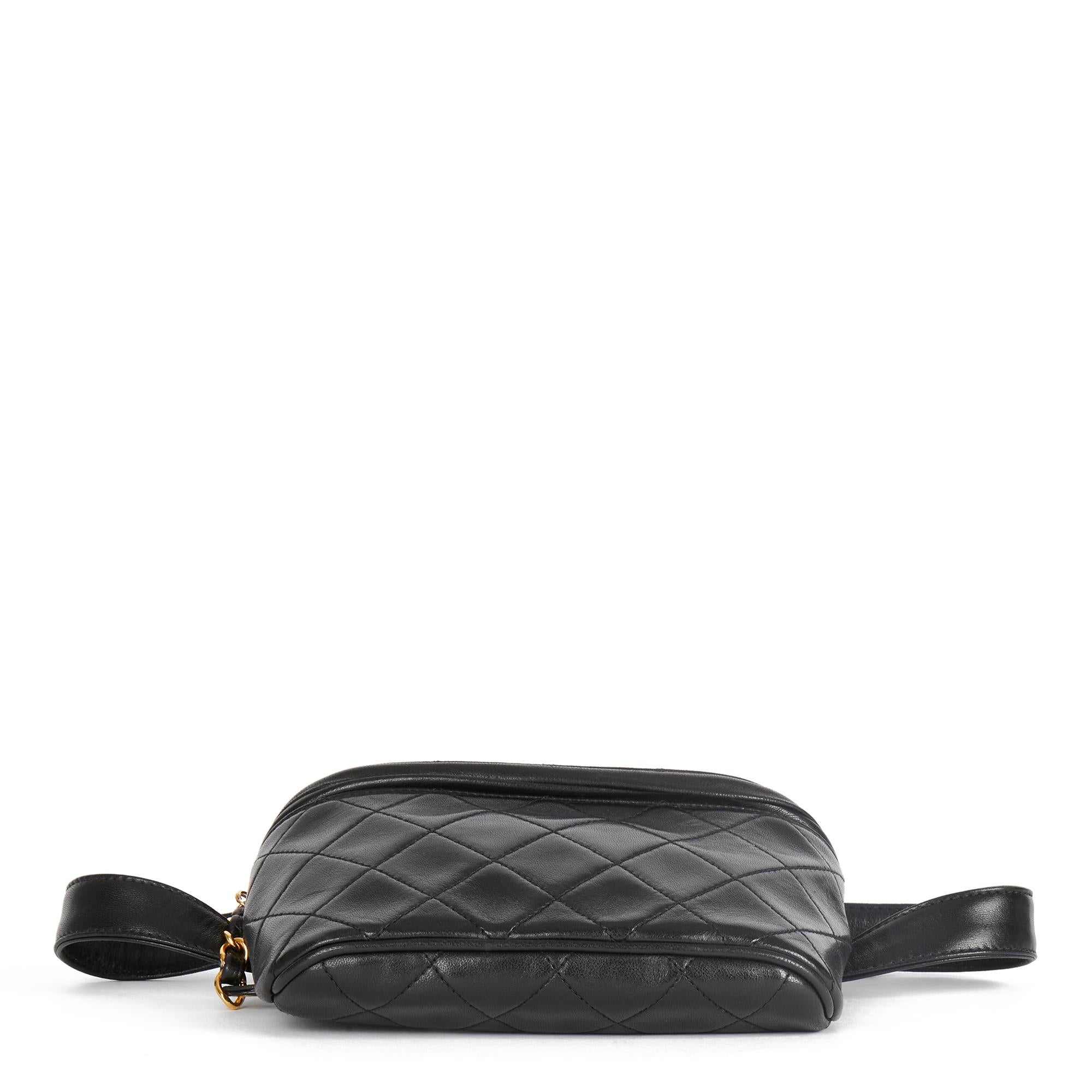 1996 Chanel Black Quilted Lambskin Vintage Timeless Belt Bag 1