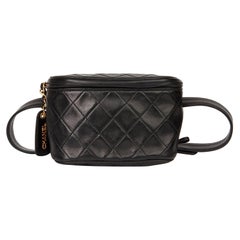 1996 Chanel Black Quilted Lambskin Vintage Timeless Belt Bag