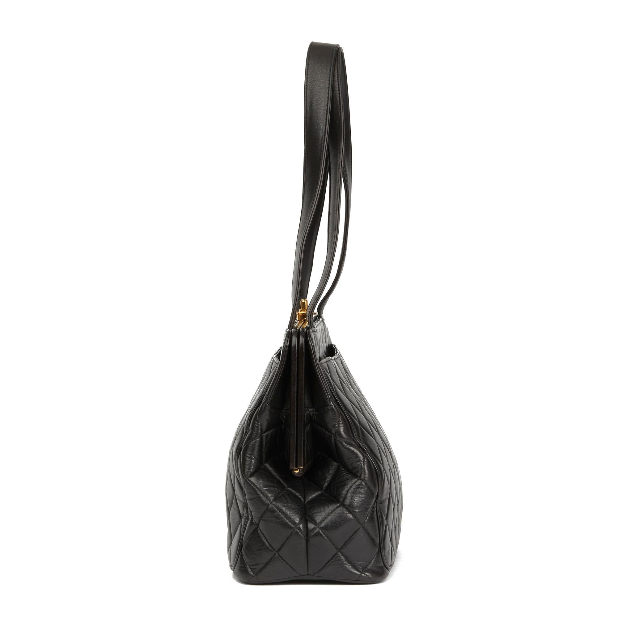 1996 Chanel Black Quilted Lambskin Vintage Timeless Frame Shoulder Bag In Excellent Condition In Bishop's Stortford, Hertfordshire