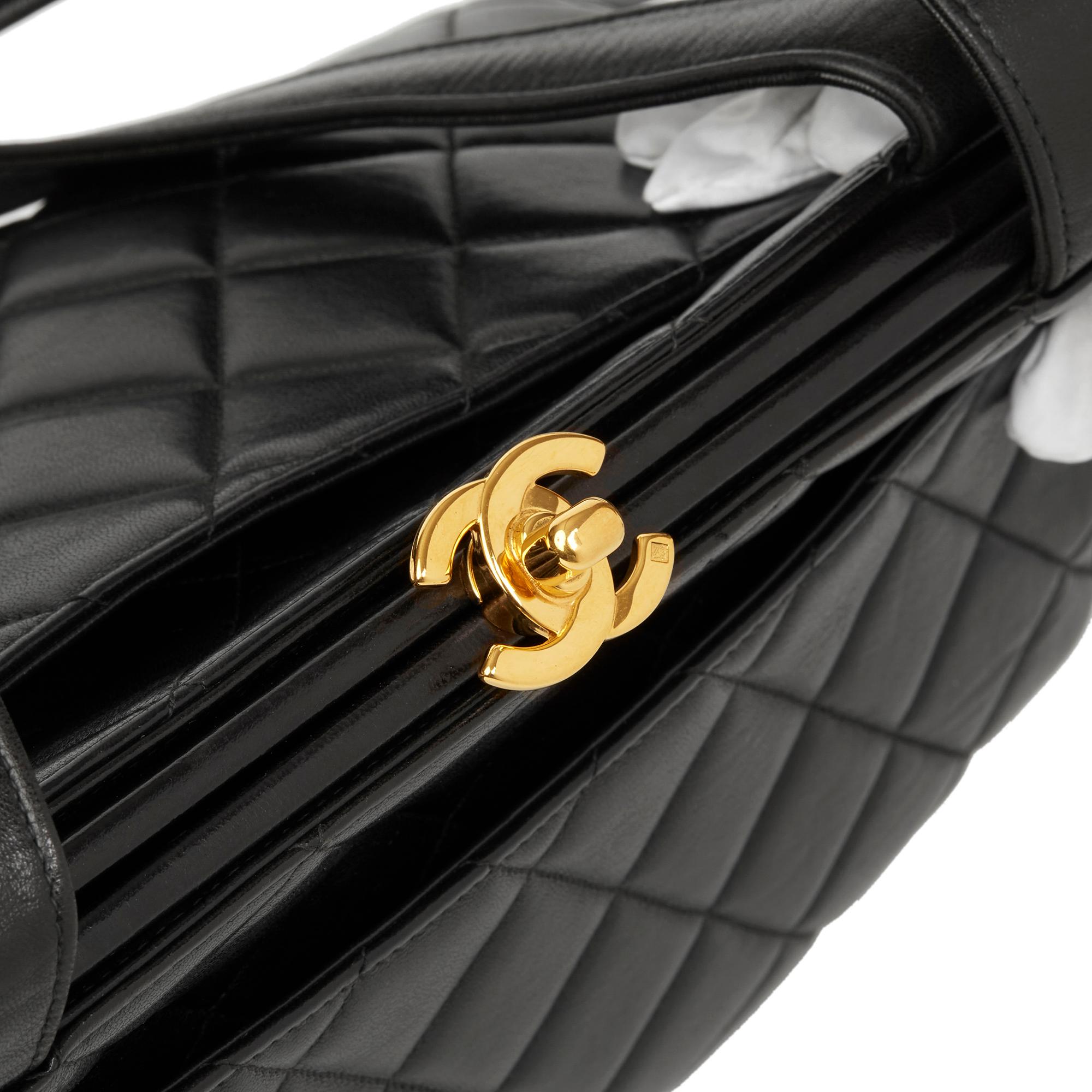 1996 Chanel Black Quilted Lambskin Vintage Timeless Frame Shoulder Bag 2