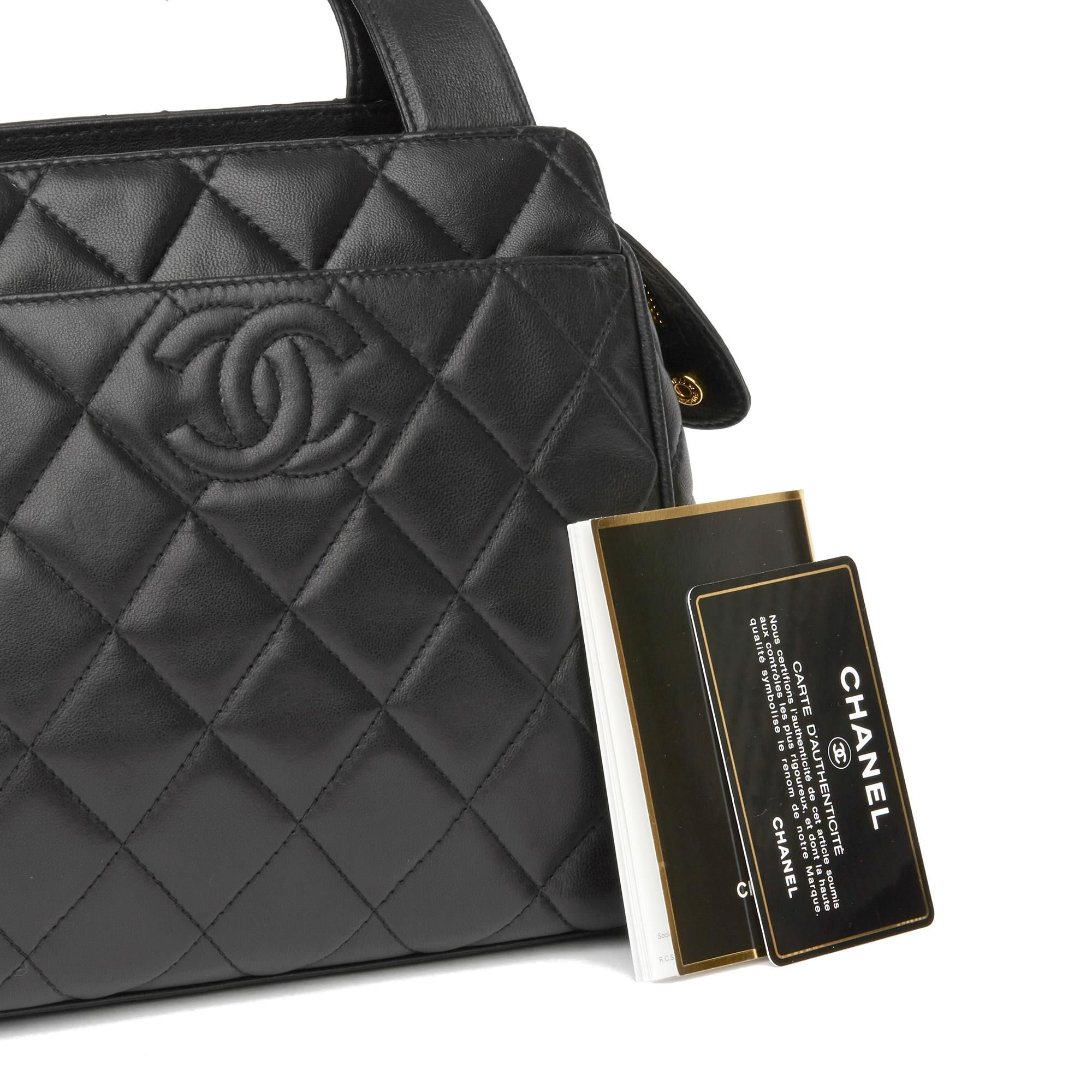 1996 Chanel Black Quilted Lambskin Vintage Timeless Tote 4